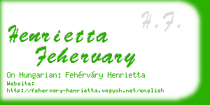 henrietta fehervary business card