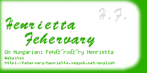 henrietta fehervary business card